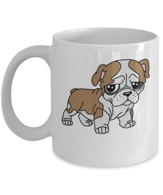 Gift gor dog lovers , Just little Bully - White Coffee Mug Porcelain Tea Cup 11 oz - Great Gift
