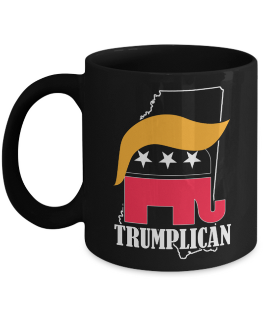 Trumplican - Black Coffee Mug Porcelain Tea Cup 11 oz - Great Gift