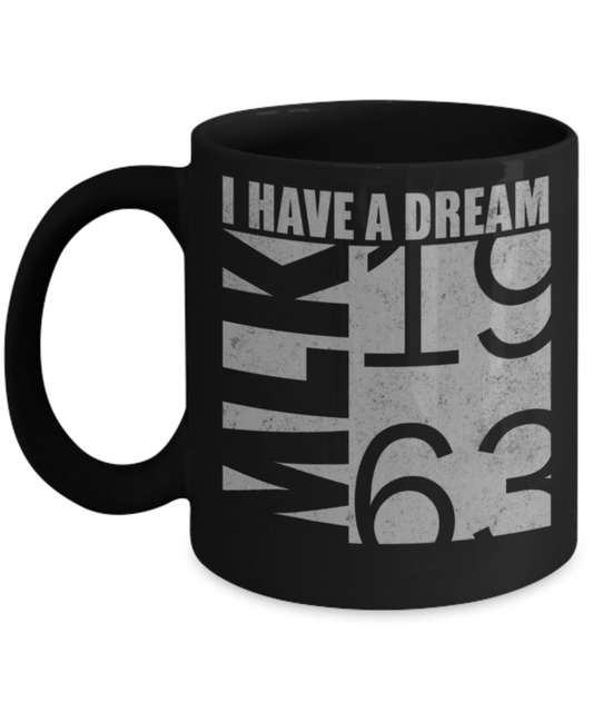 Martin luther king mugshot Dream, MLK 1963 - Funny Black Porcelain Coffee Mug Cute Ceramic Cup 11 oz