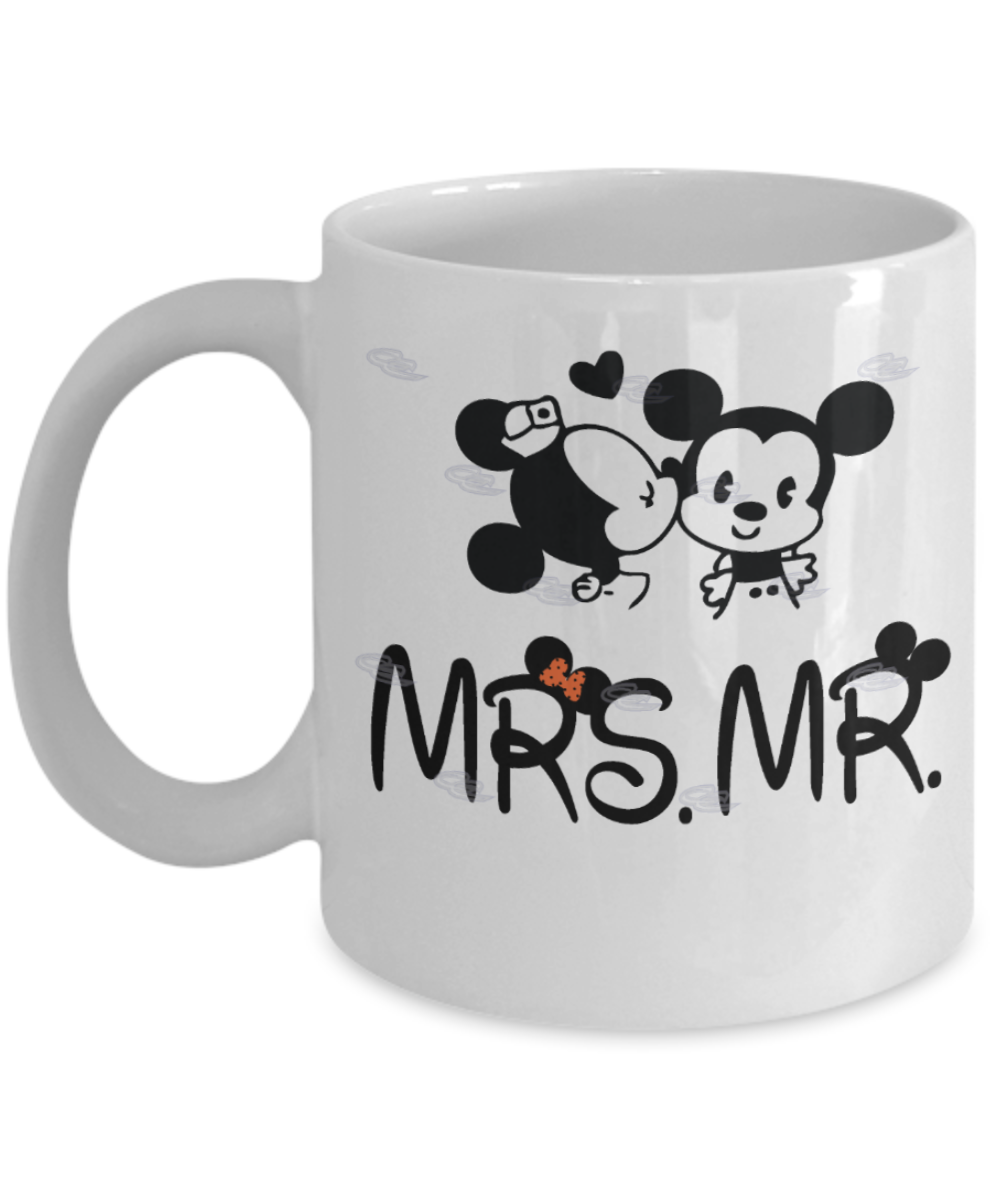 Mrs and Mr Coffee Mug - Wedding Gift For Bride and Groom White coffee mugs 11 oz