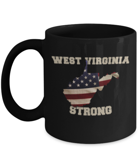 West Virginia State coffee mug - Porcelain Black Funny Coffee Black coffee mugs 11 oz