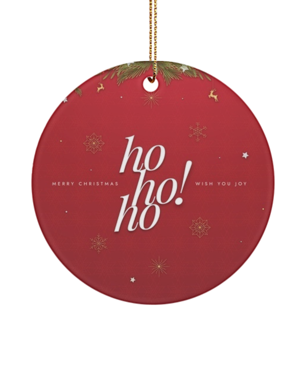 Christmas Ornament, Ho Ho Ho Ornament, Christmas Decoration, Stocking Stuffer, Red Christmas Decoration