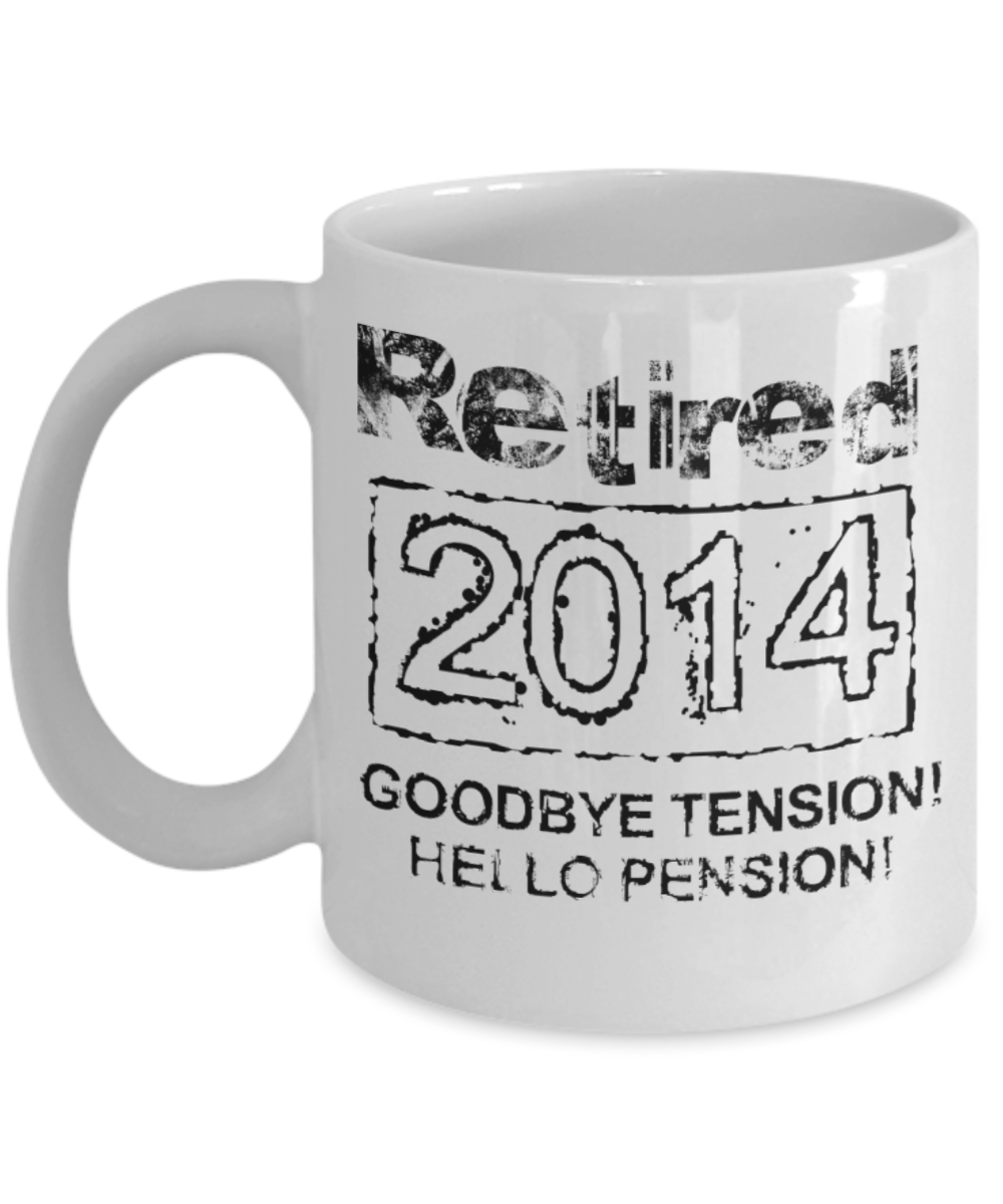 Retired 2014 Goodbye Tension - White Coffee Mug Tea Cup 11 oz Gift