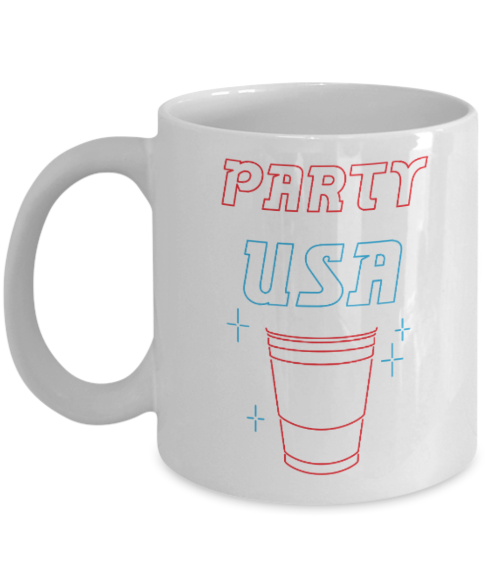 America USA Politics Lovers Mugs, Party in the USA - White Coffee Mug Porcelain Tea Cup 11 oz - Great Gift