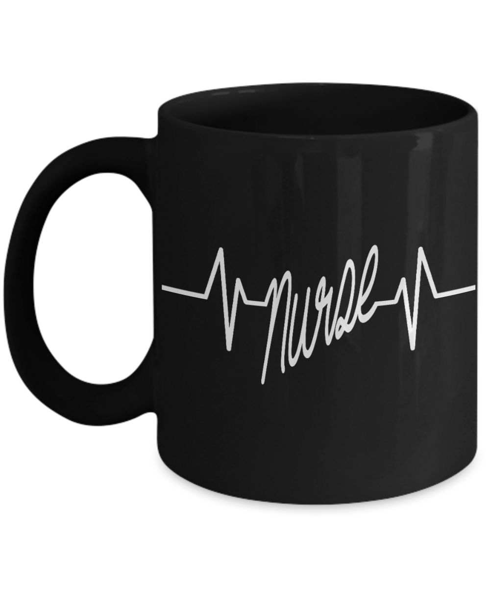 Nurse Graduation Gift Coffee mug, Nurse With Heart Beats -Black Porcelain Coffee Mug 11 oz for Girlfriend, Boyfriend, Wife, Husband, Nurse, medical, Nursing , Student
