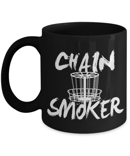 Cigar Smoker Funny Gift Coffee Mug, Chain Smoker-Black Porcelain Coffee Mug 11 oz