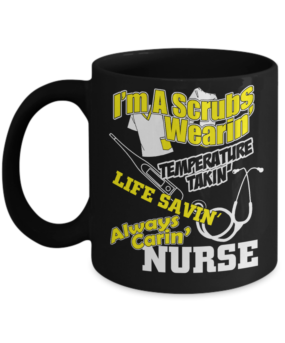 Nurse Appreciation Gift Coffee mug, I Am A Life Saving Always Caring Nurse -Black Porcelain Coffee Mug 11 oz for Girlfriend, Boyfriend, Wife, Husband, Nurse, medical, Nursing , Student