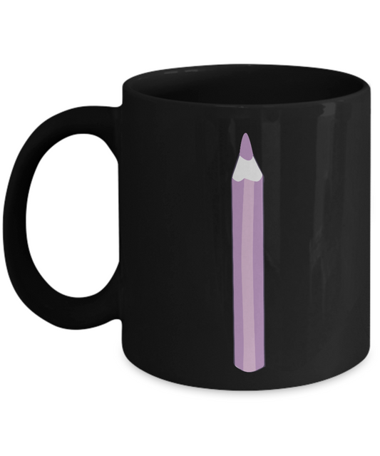 Pencil Smooth Lilac Black Mugs - Funny coffee mugs -Black coffee mugs 11 oz