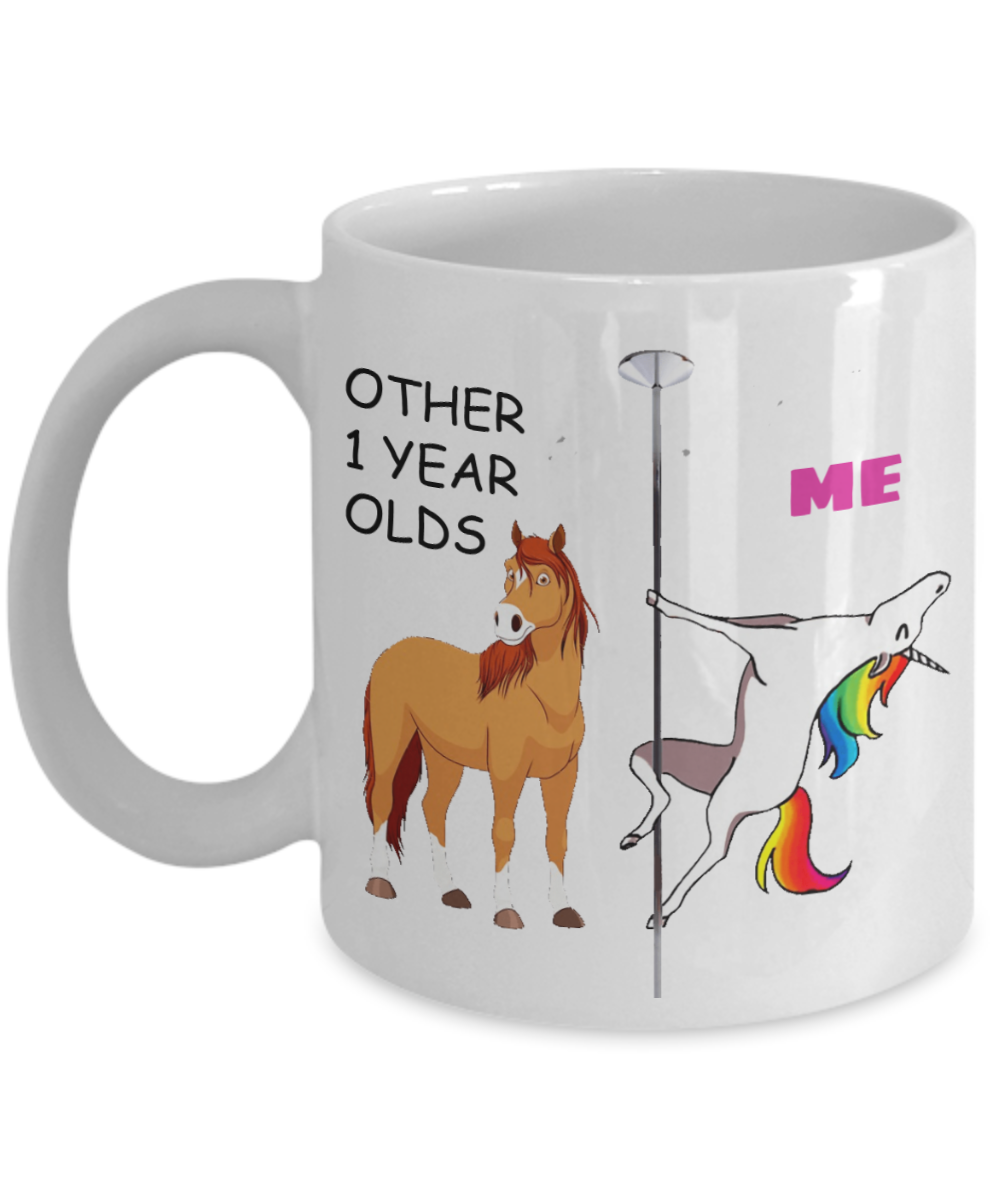 1st Birthday Gift for Women - Other 1 Year Olds Me Unicorn Coffee Mug - Funny White Porcelain Coffee 11 oz for Grandma, Mom, Sister, Best Friend, Women, Her - Born In 2019