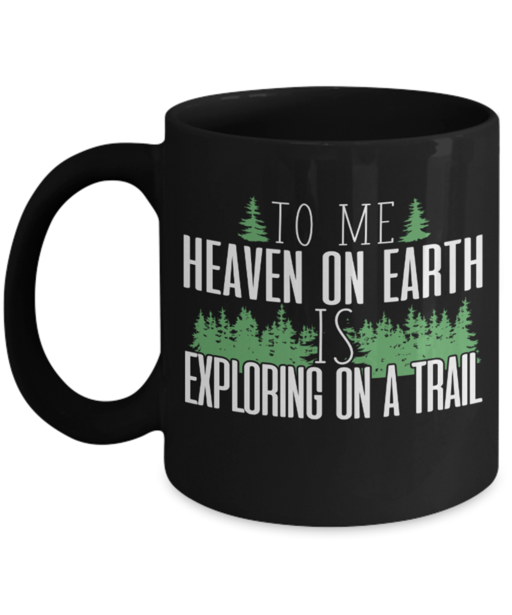 Nature Lovers Mugs , Heaven on Earth - Black Coffee Mug Porcelain Tea Cup 11 oz - Great Gift