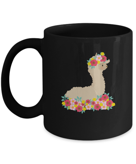 Lama Sheep Black Mugs - Funny Christmas Kids Gifts -  Best Office Mug & Birthday Gifts 11 oz