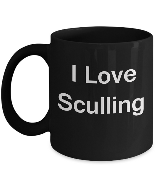 I Love Sculling - I Love Lacrosse - Valentines Gifts - Porcelain Black coffee mugs 11 oz