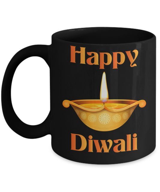 Diwali mugs - Happy Diwali - Black Coffee Mug Tea Cup 11 oz Gift