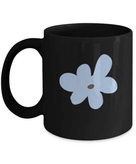 Flower Smooth 7 Black Mugs - Funny coffee mugs - Porcelain Black coffee mugs 11 oz
