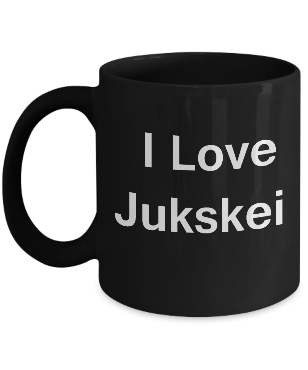 I Love Jukskei - Valentines Gifts - Porcelain Black Funny  Black coffee mugs 11 oz