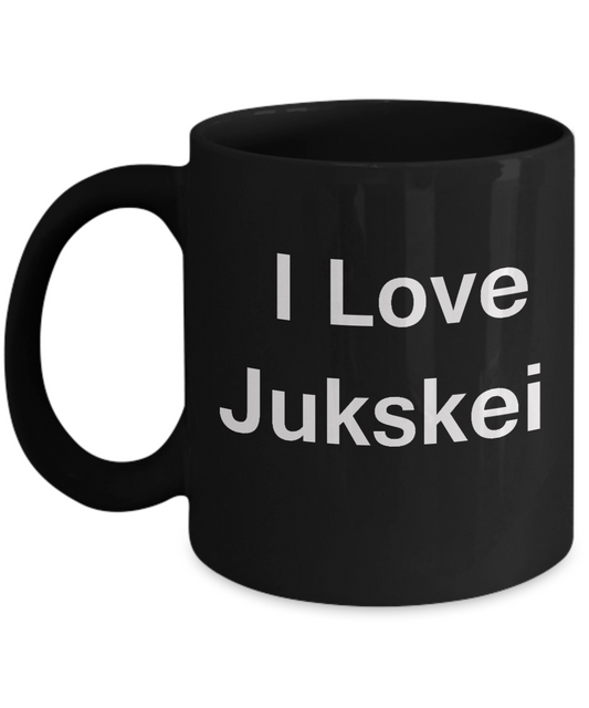 I Love Jukskei - Valentines Gifts - Porcelain Black Funny  Black coffee mugs 11 oz