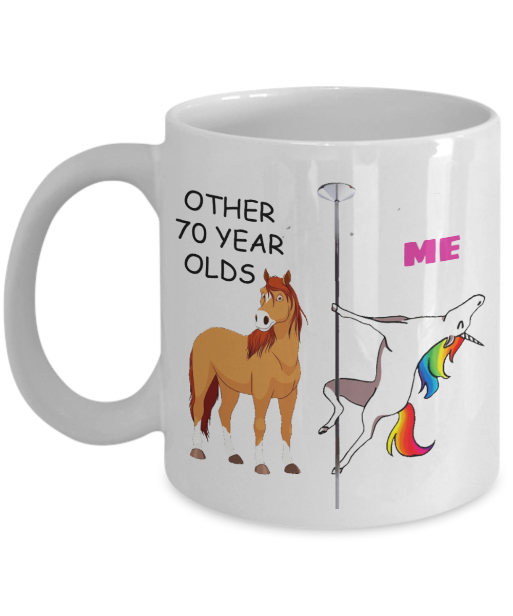 70th Birthday Gift for Women - Other 70 Year Olds Me Unicorn Coffee Mug - Funny White Porcelain Coffee 11 oz for Grandma, Mom, Sister, Best Friend, Women, Her - Born In 1950