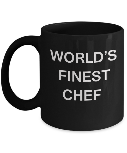 World's Finest Chef Mugs - Funny Mugs - Porcelain Black coffee mugs 11 oz