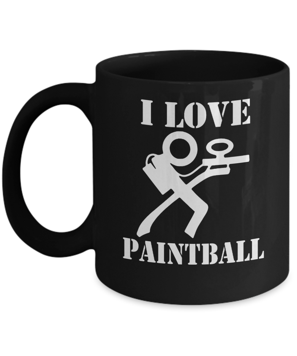 Paintballing Is How I Relax, I Love Paintball -Black Porcelain Coffee Mug 11 oz For Paintball Player, Paintball Lover, Father, Brother, Sister, Christmas Gift