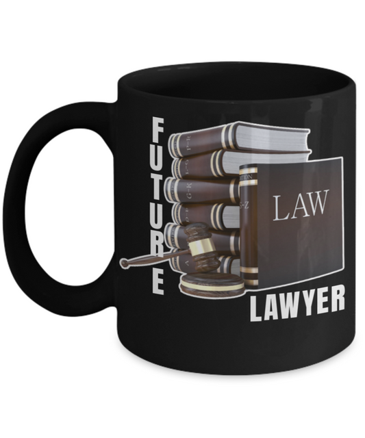 Future Lawyer Coffee Cup - Black Porcelain Coffee Cup,Premium 11 oz Black coffee cup