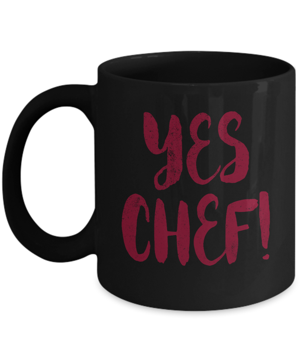 Best Chef Coffee Mug,Yes Chef-Black Porcelain Coffee Mug 11 oz for chef, love, cooking,Dad,Mom