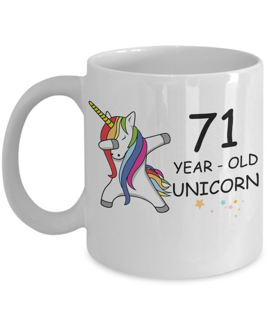 Unicorn Birthday gift 71st Birthday Gift for Women - 71 Year Old Unicorn Dabbing Mug - Funny White Porcelain Coffee 11 oz, 71st Anniversary Bday Gift for   Grandma, Mom, Sister, Bestie - Legends are Born In 1949