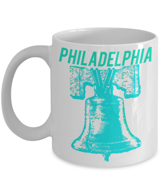 Philadelphia Lovers Mugs , Philadelphia Bells - White Coffee Mug Porcelain Tea Cup 11 oz - Great Gift