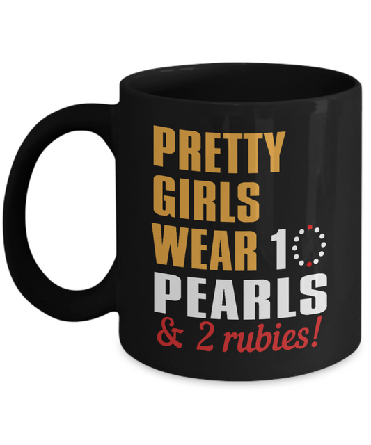 Really Pretty Coffee mug,Pretty Girls Wear 1 Pearls And 2 Rubies-Black Porcelain Coffee Mug 11 oz For Daughter,Teen,Women, Girlfriend