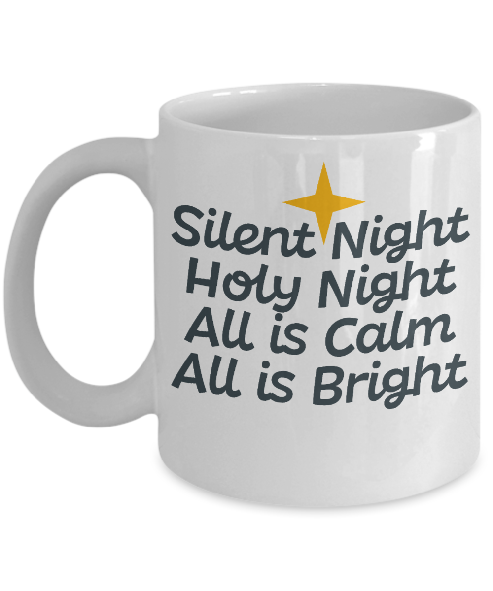 Knightmare before christmas mug - Silent Night Holy Night All is Calm All is Bright - Funny Christmas Gift Mugs, Christmas Gifts for family Ceramic Cup White, Funny Mugs Gift Ideas 11 Oz