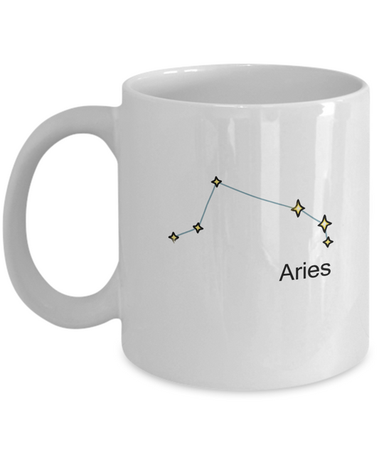 Aries Zodiac Name Constellation Coffee Mug White Unique Funny White coffee mugs 11 oz
