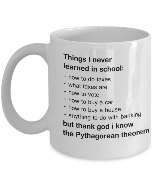 Pythagorean Theorem coffee mugs -White Ceramic Coffee Mug 11 oz