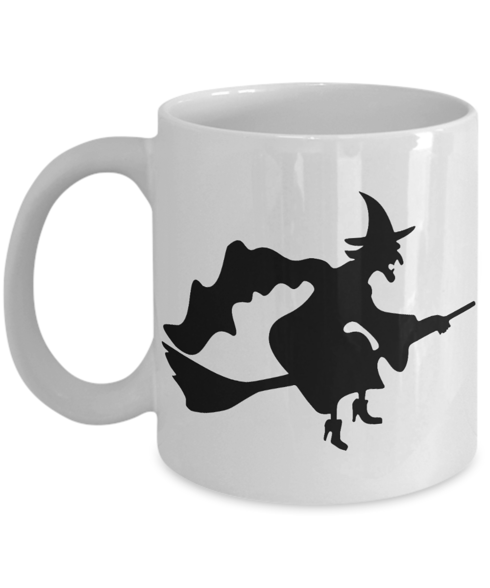 Halloween Witch Coffee Mug - White Porcelain Coffee Cup,Premium 11 oz White coffee cup