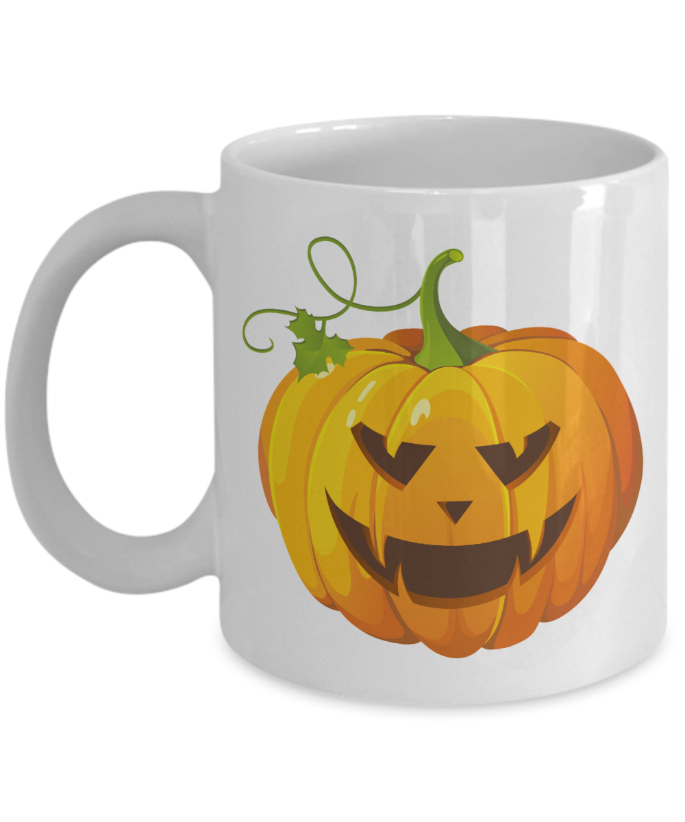 Halloween Pumpkin Coffee Mug - White Porcelain Coffee Cup,Premium 11 oz White coffee cup