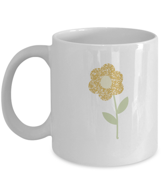 Floral Yellow Flower white mugs - Funny Christmas Gifts - White coffee mugs 11 oz