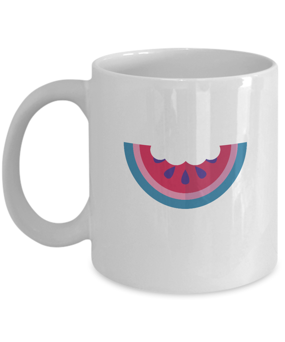 Water Melon bitten coffee mugs - Funny Christmas Gifts - White coffee mugs 11 oz