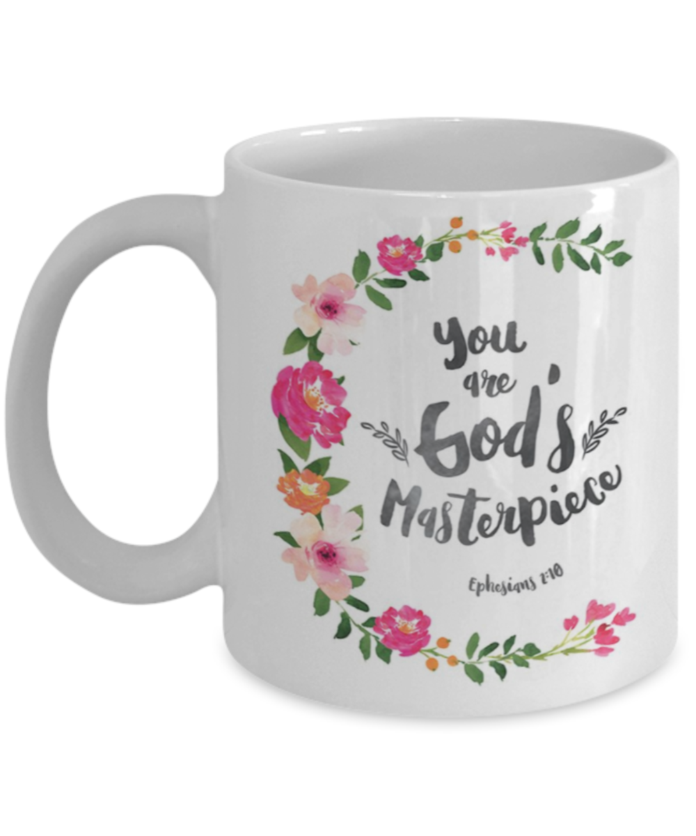 Scripture mugs for women , You are god's masterpiec - White Coffee Mug Tea Cup 11 oz Gift
