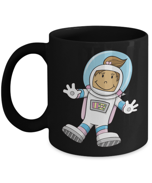 Astronaut Coffee Mug - Black Porcelain Coffee Cup,Premium 11 oz White coffee cup