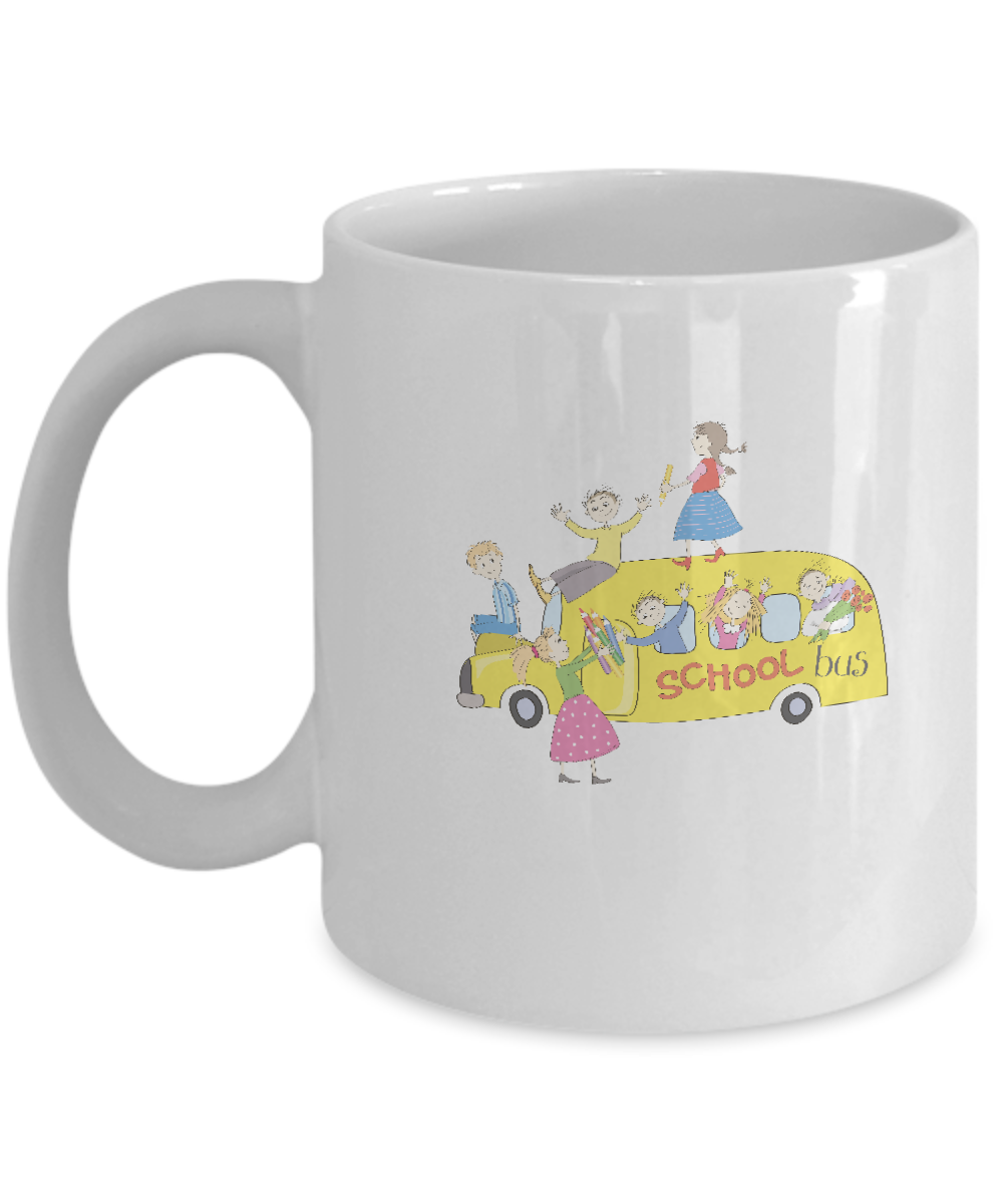 School Bus coffee mugs - Funny Christmas Kids Gifts -White coffee mugs 11 oz