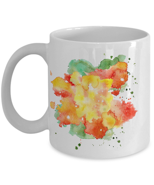 Colorfull Watercolor Collection 11 Oz  Funny Porcelain White Coffee Mug