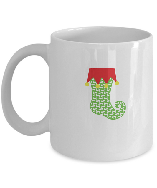 Pattern Stocking Green Lined coffee mugs - Funny Christmas White coffee mugs 11 oz
