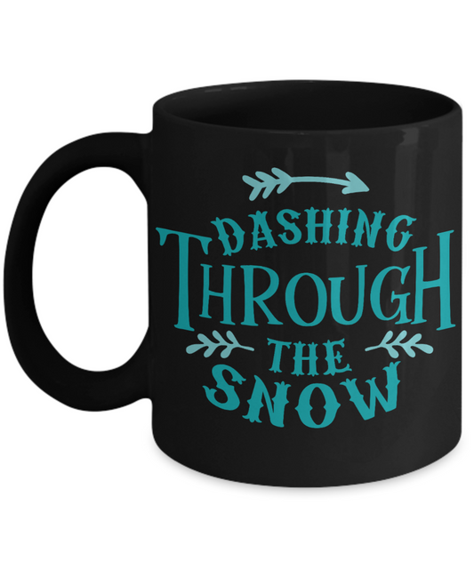 Nightnare before christmas mug - Dashing Through the Snow - Funny Christmas Gifts Mugs, Christmas Gifts for family Ceramic Cup Black, Funny Mugs Gift Ideas 11 Oz