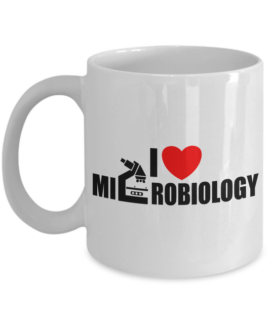 Being A Microbiologist Coffee Mug, I Love Microbiology-White Porcelain Coffee Mug 11 oz for Microbiologist, scientist, Lab, science