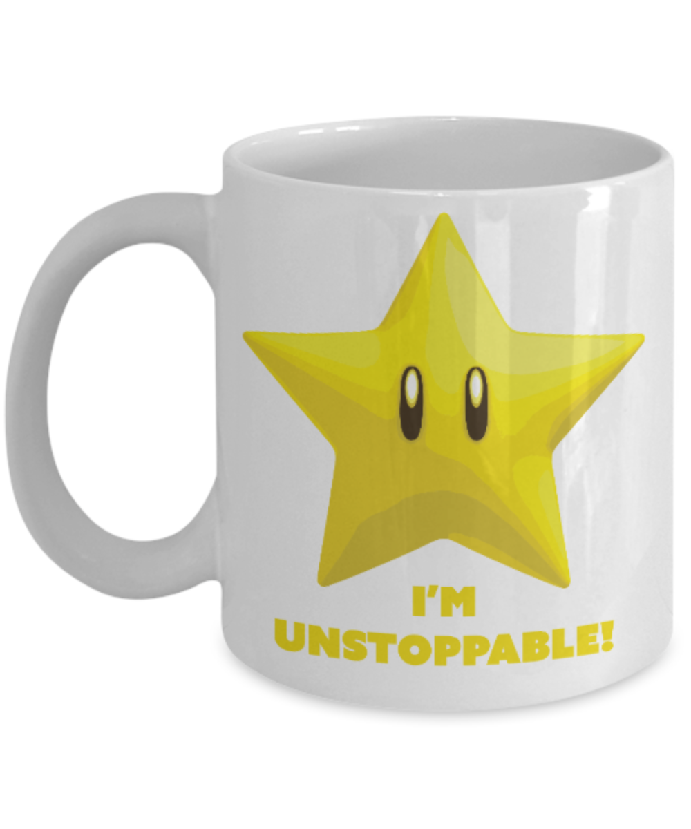 Games Lovers mugs, I'm Unstoppable - White Coffee Mug Porcelain Tea Cup 11 oz - Great Gift