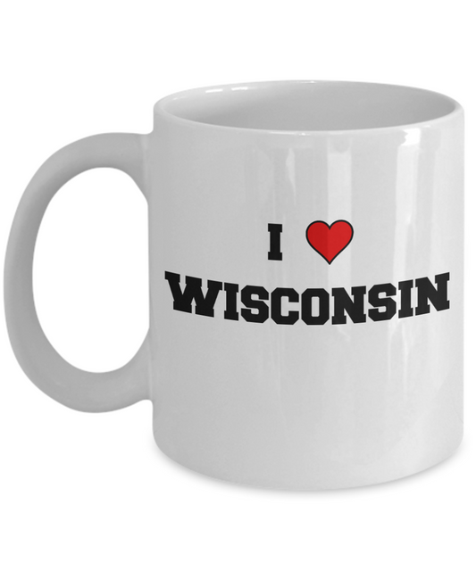 Wisconsin Tea Coffee Mugs,I Love Wisconsin USA States Ceramic Coffee Mug Tea Cup Gifts Mugs 11 oz Funny Mugs