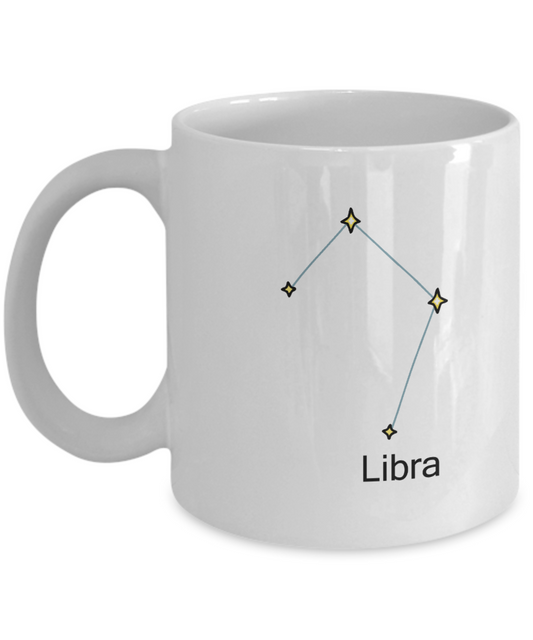 Libra Zodiac Name Constellation Coffee Mug White Gift Ideas White Coffee mugs
