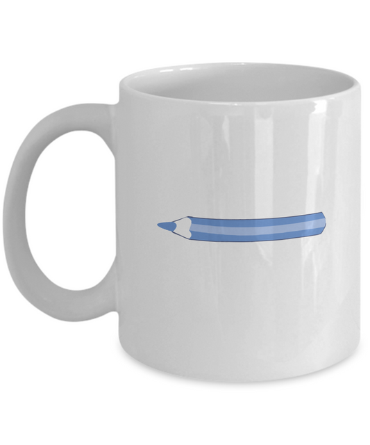 Pencil Blue 3 White Mugs - Funny Coffee Mugs - White coffee mugs 11 oz