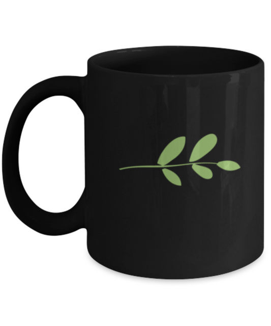 Sprig Smooth 9 Black Mugs - Funny coffee mugs - Porcelain Black coffee mugs 11 oz