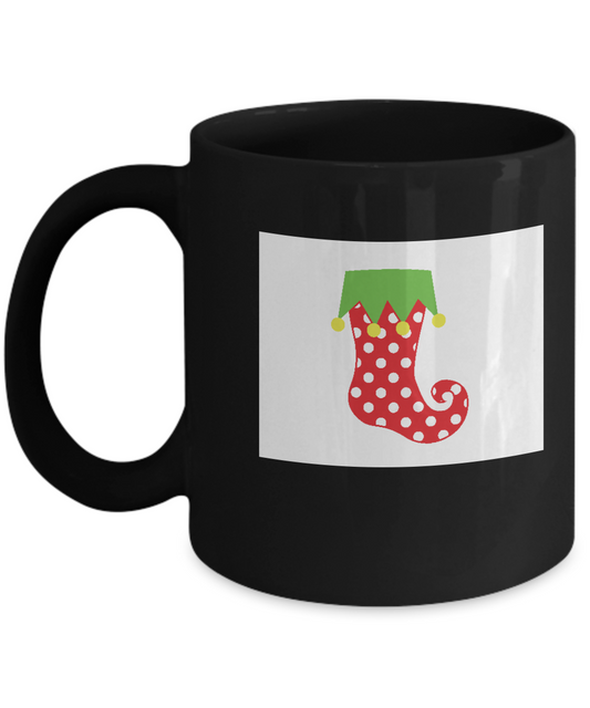 Pattern Stocking Red dot Black Mugs - Funny Christmas Black coffee mugs 11 oz