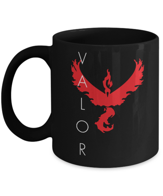 Games Lovers mugs Go Valor - Black Coffee Mug Porcelain Tea Cup 11 oz - Great Gift
