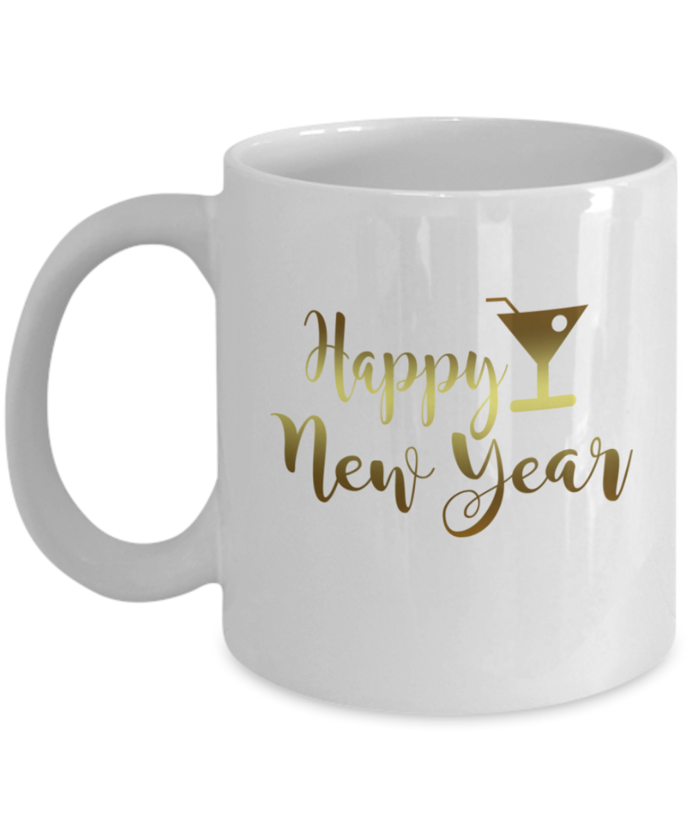 New Year gifts mugs, Happy new year - Funny White Porcelain Coffee Mug Cute Ceramic Cup 11 oz